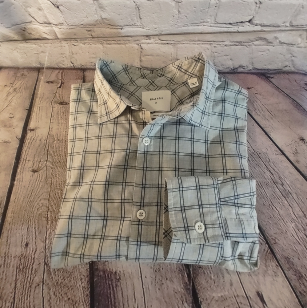 Billy Reid Window Pane Button Down Shirt Size Medium